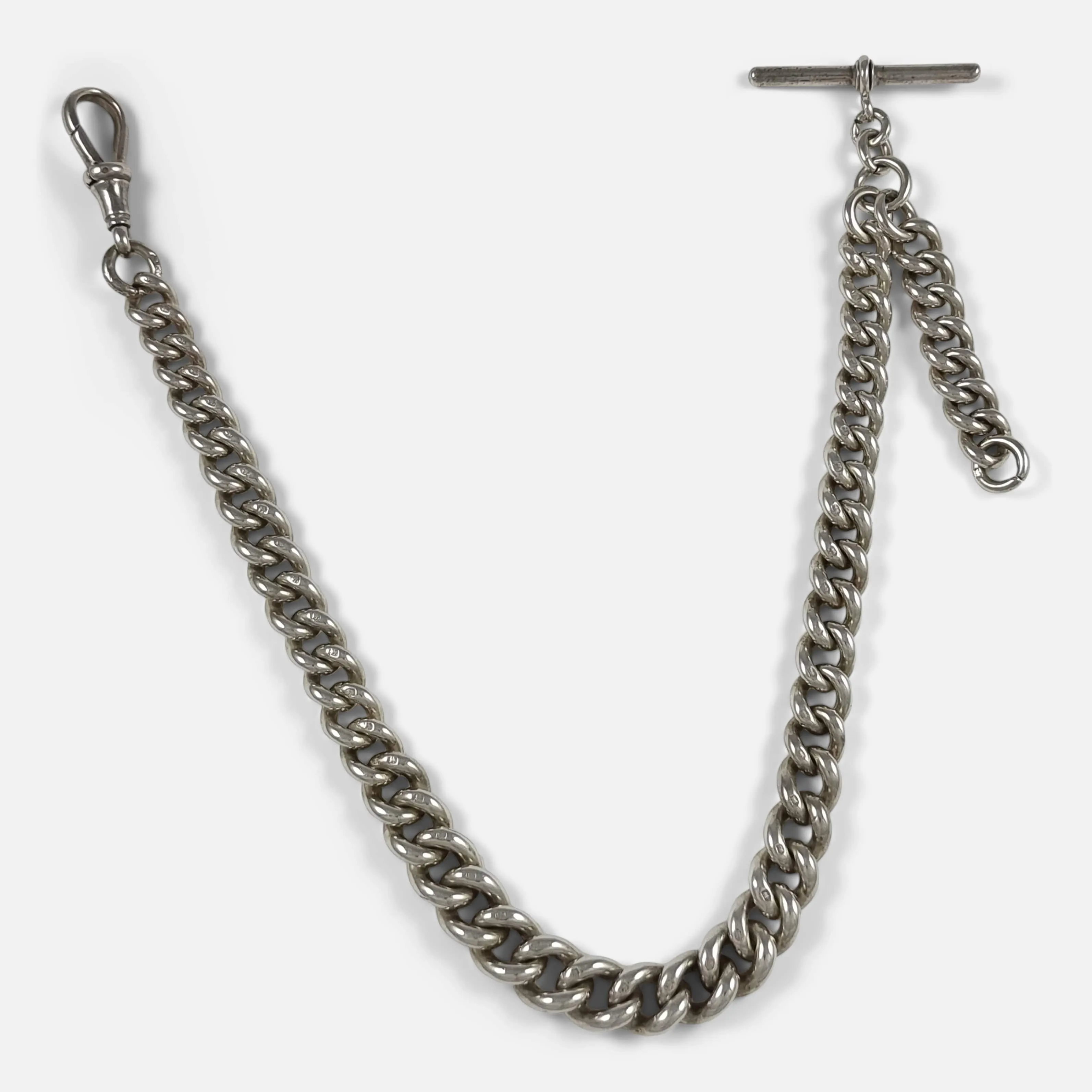 Silver Graduating Albert Watch Chain, 89.7g