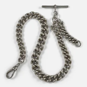Silver Graduating Albert Watch Chain, 89.7g