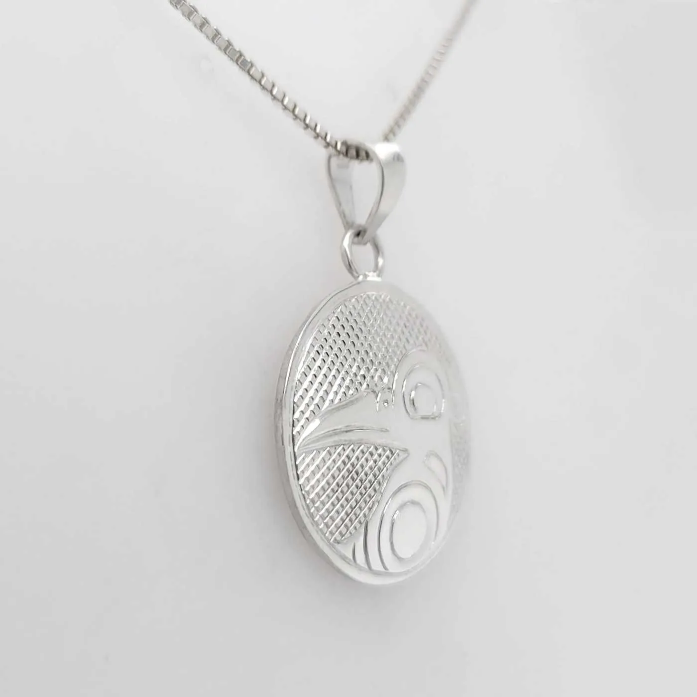 Silver Round Hummingbird Spirit Pendant