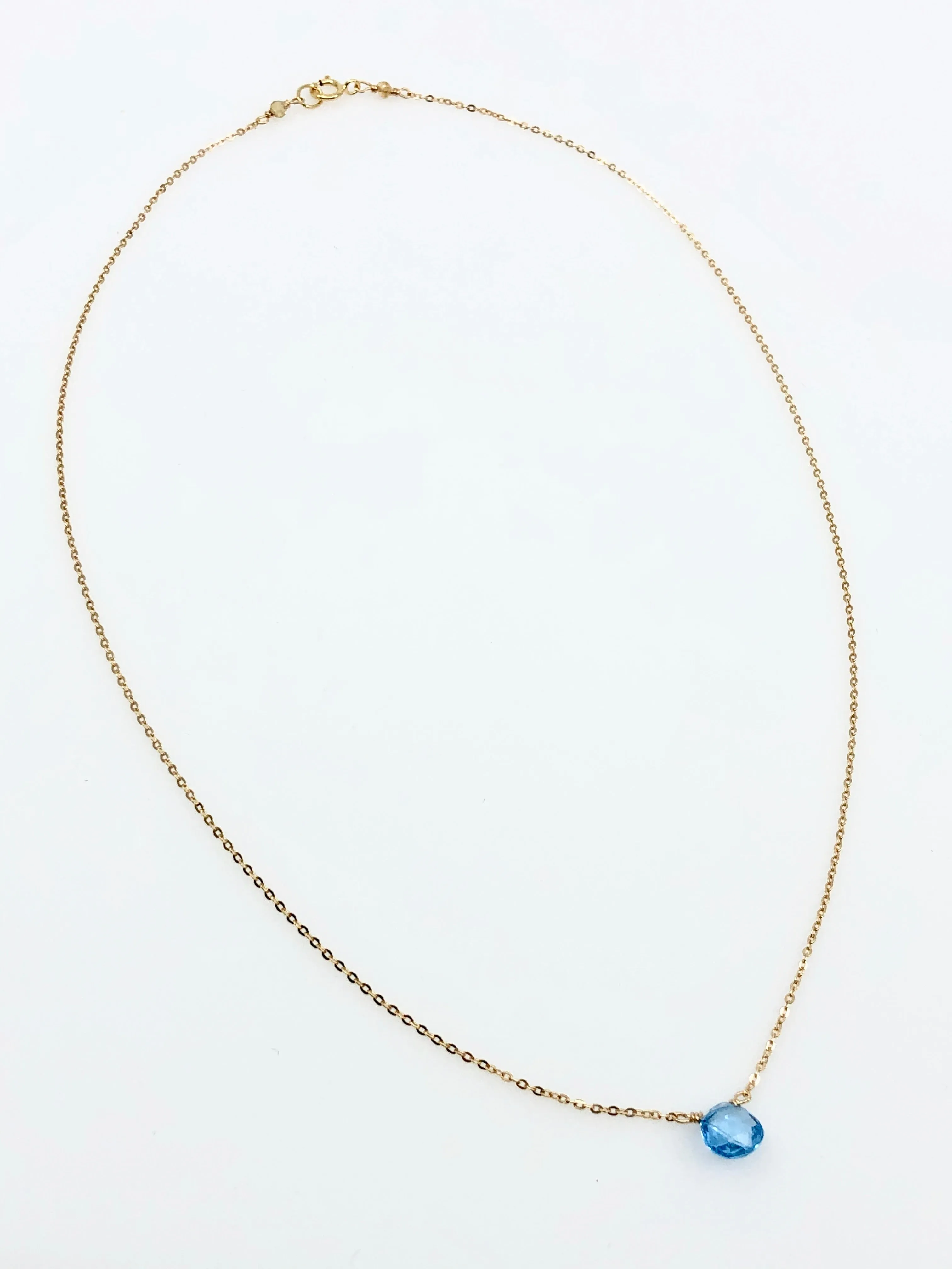 Simple Swiss Blue Topaz Necklace