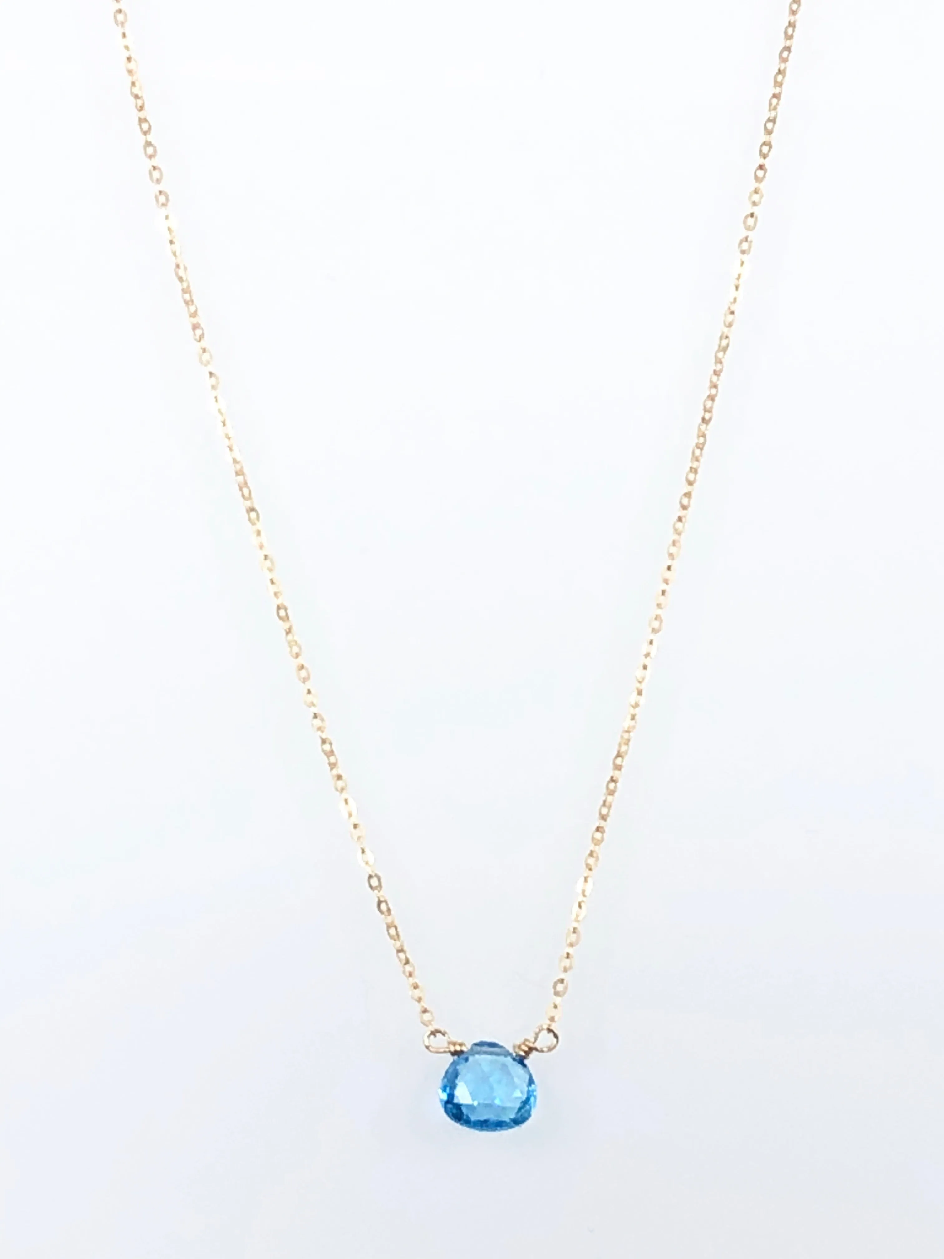 Simple Swiss Blue Topaz Necklace
