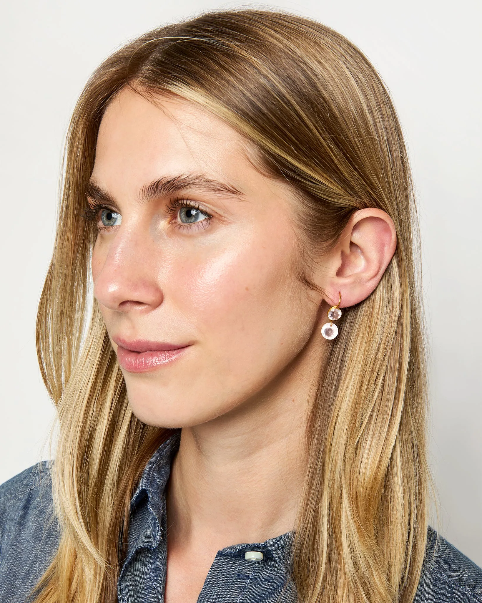 Small Incandescence Earrings in Rose Quartz