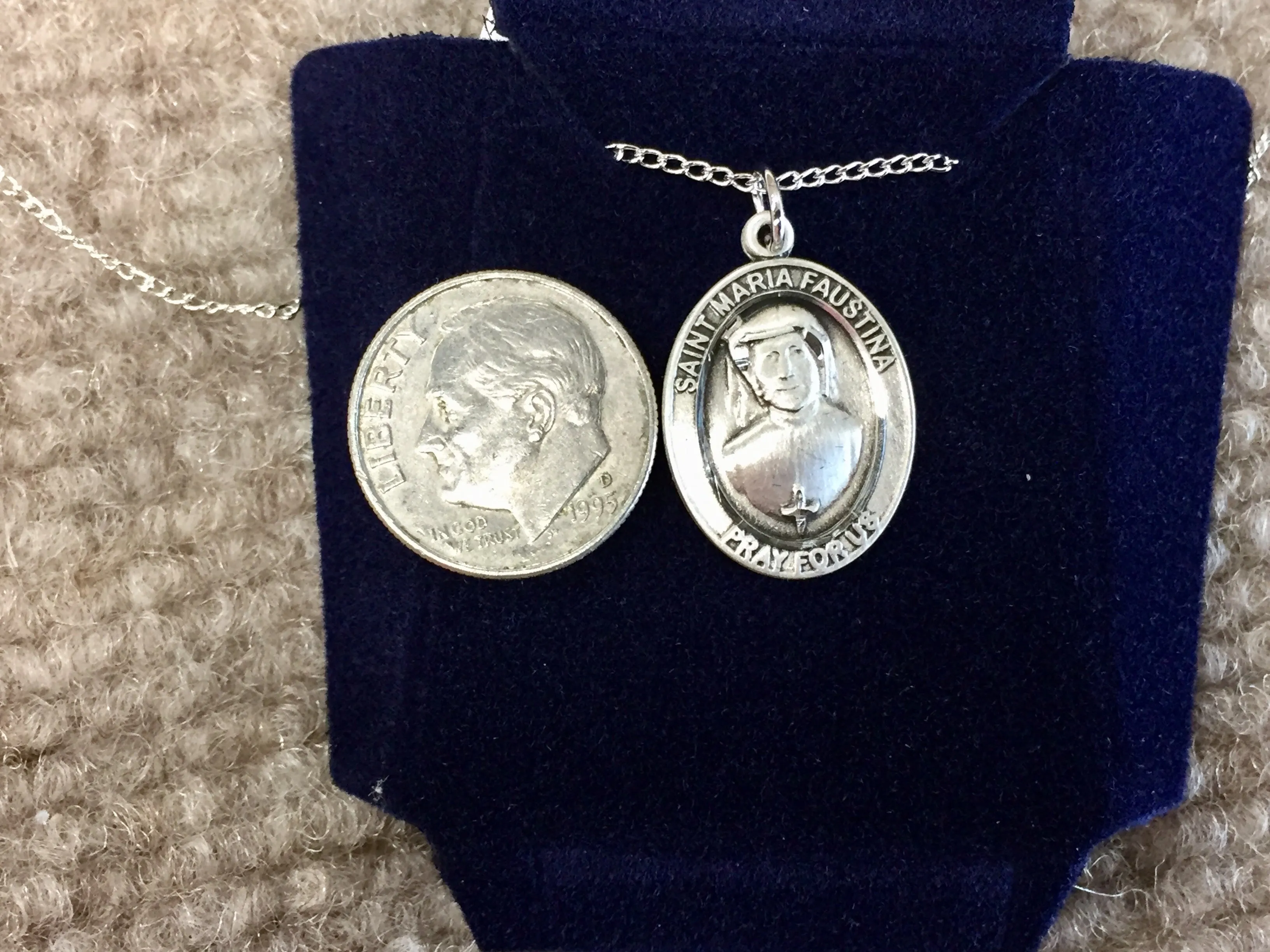 St Maria Faustina Silver Pendant With 18 Inch Chain Religious