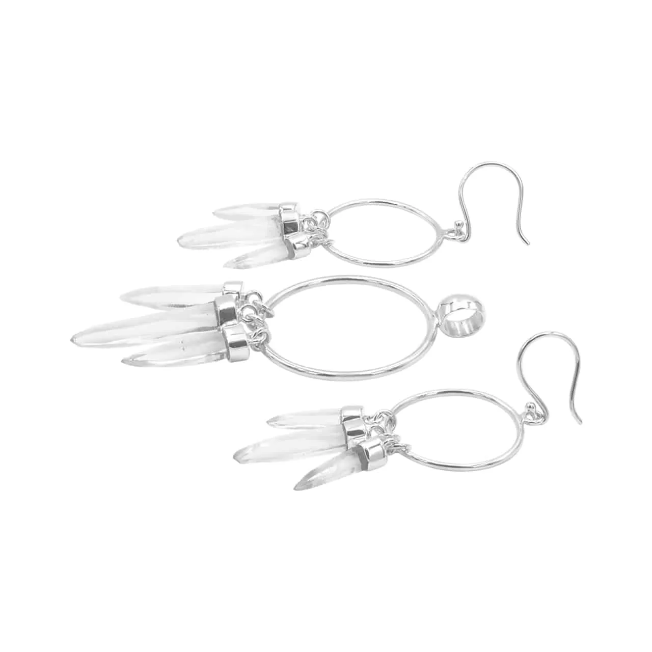 Starborn Quartz Crystal Boho Pendant and Earring Set in Sterling Silver