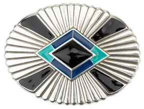 Starburst Oval Black Trophy Belt Buckle