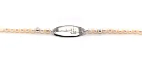 Sterling Silver 4-4.5mm Kids Pearl ID Bracelet With Silver Bead