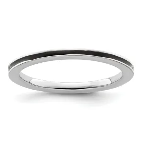 Sterling Silver Black Enameled 1.5MM Ring