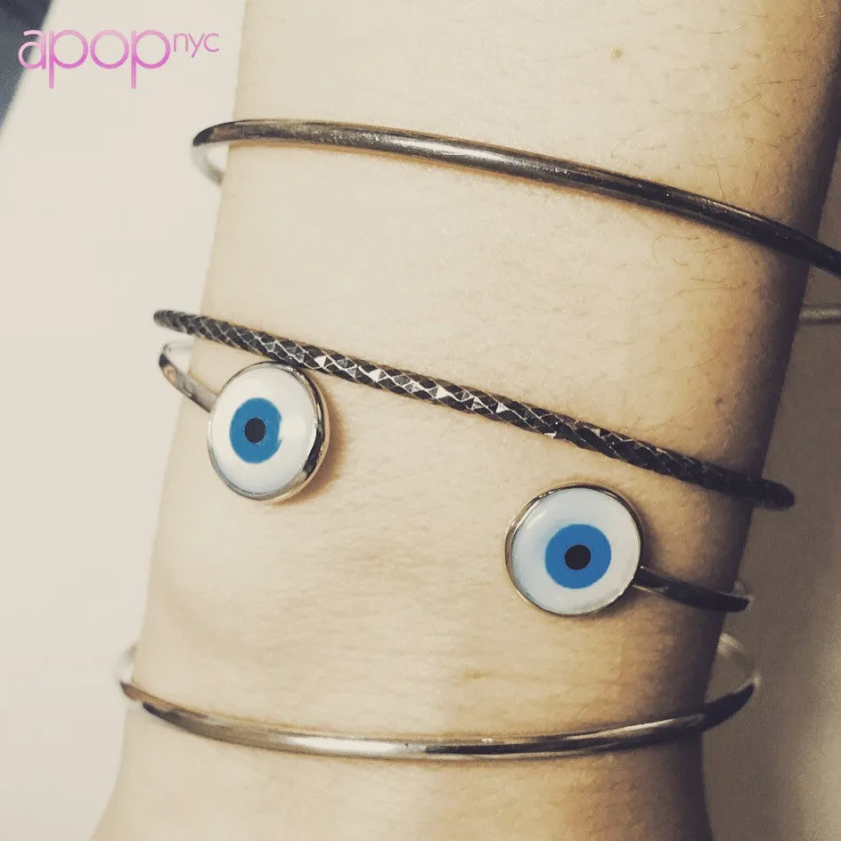 Sterling Silver Blue Eye Cuff Bracelet