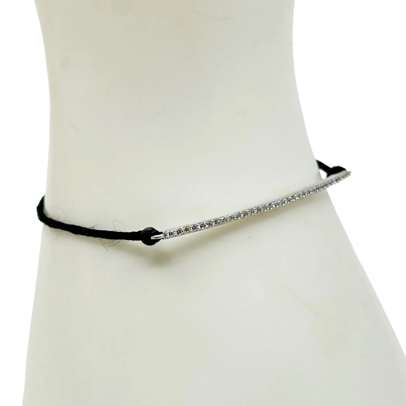 Sterling silver cubic zirconia cord bracelet GM104