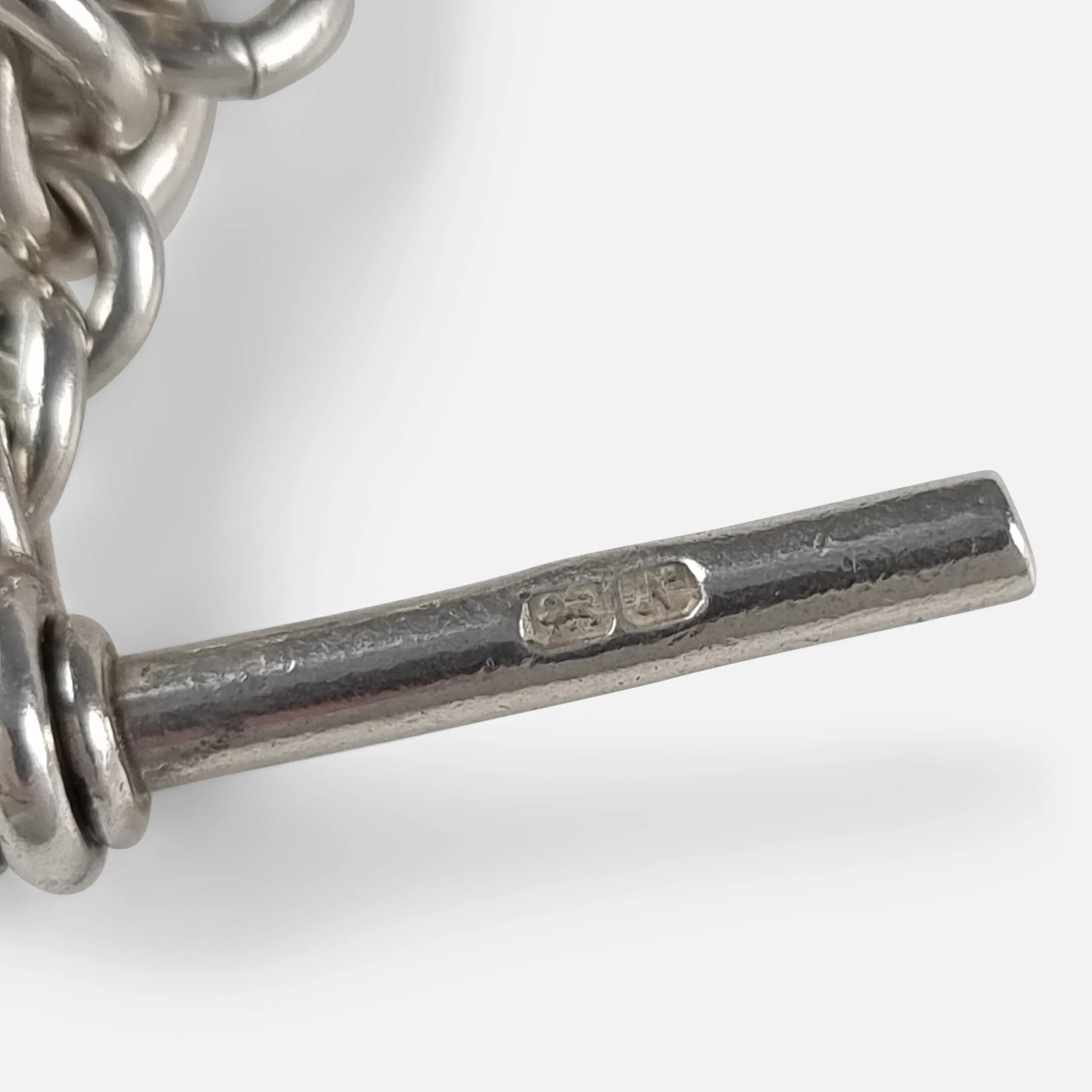 Sterling Silver Fancy Trombone Link Albert Watch Chain - 1913