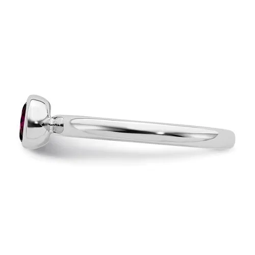 Sterling Silver Stackable Expressions 5mm Round Low Set Creatd Ruby Ring