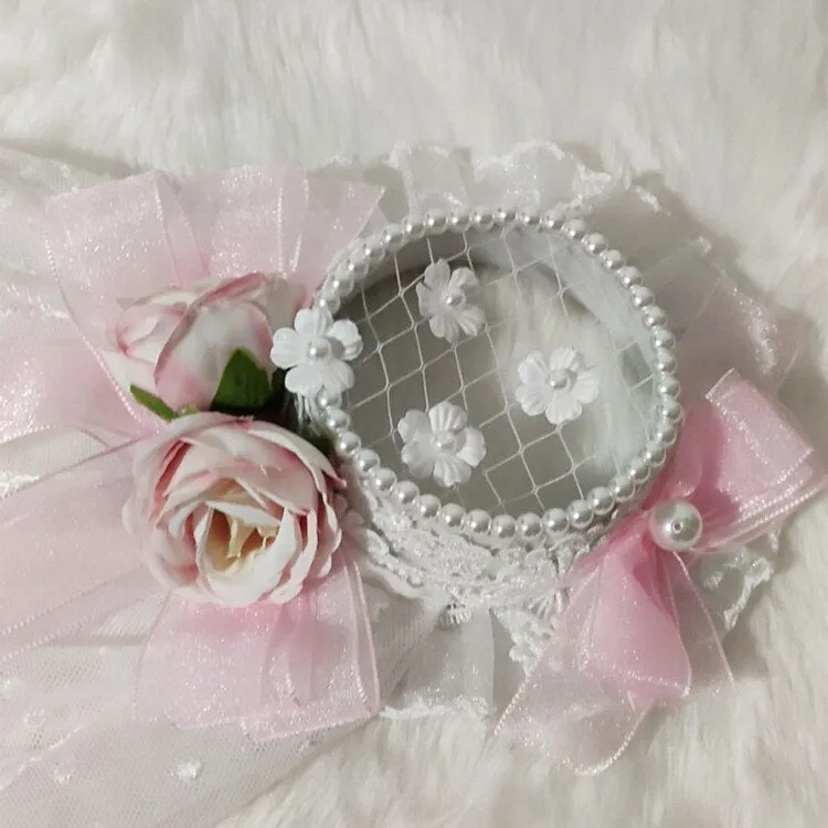 Sweet Net Mini Top Hat Fascinator with Veil & Rosettes