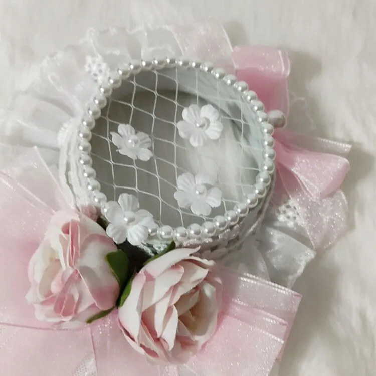 Sweet Net Mini Top Hat Fascinator with Veil & Rosettes