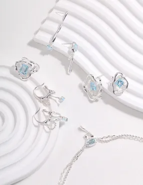 TIFFANY Blue topaz jewelry set necklace ring and earrings