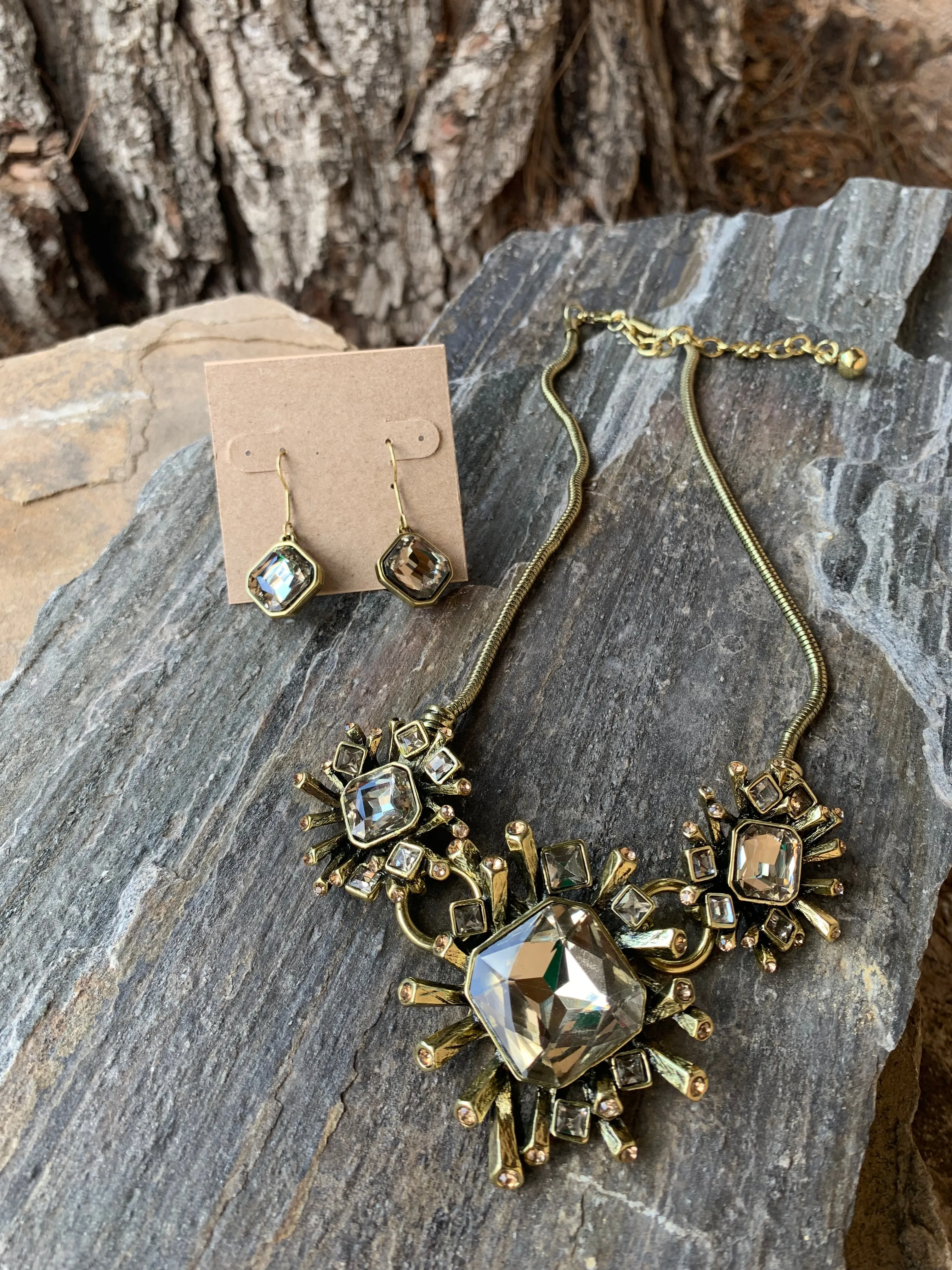 Topaz Mix Crystal Pendant Necklace Set