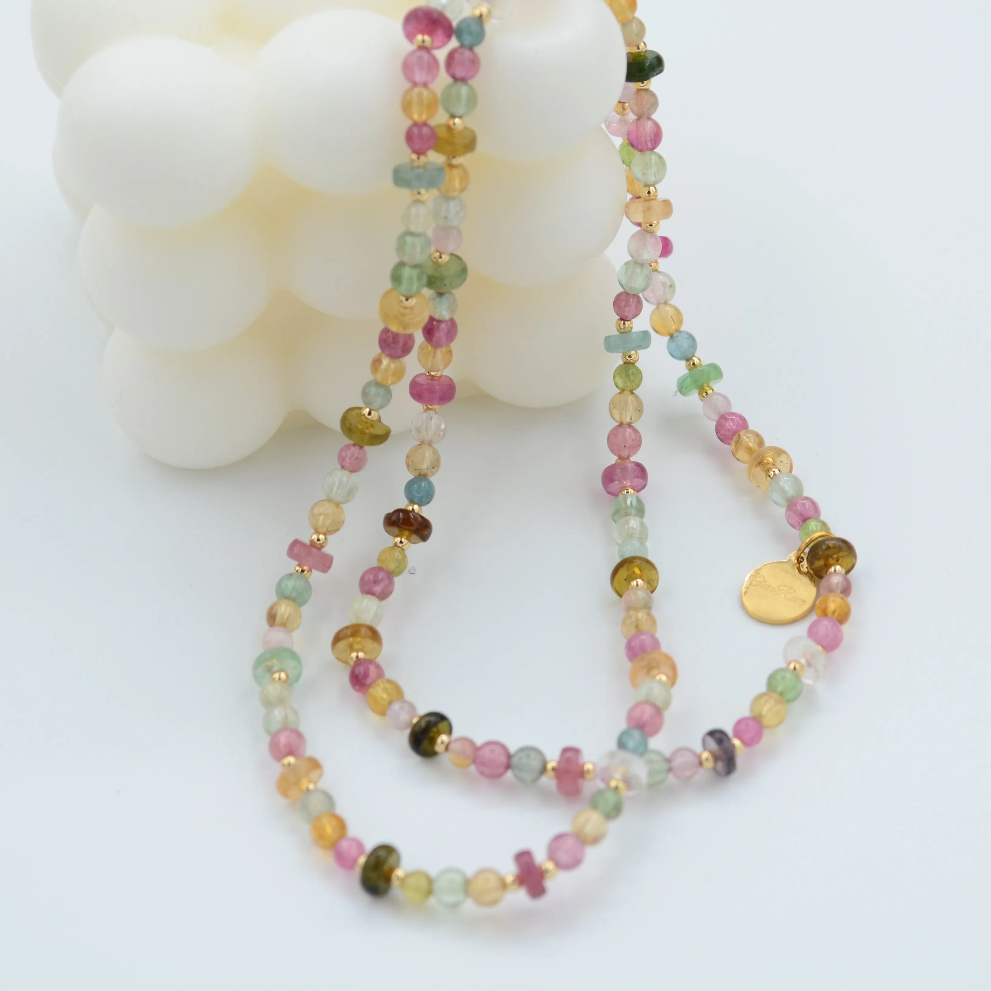 Tourmaline multi-ring gemstone bracelet