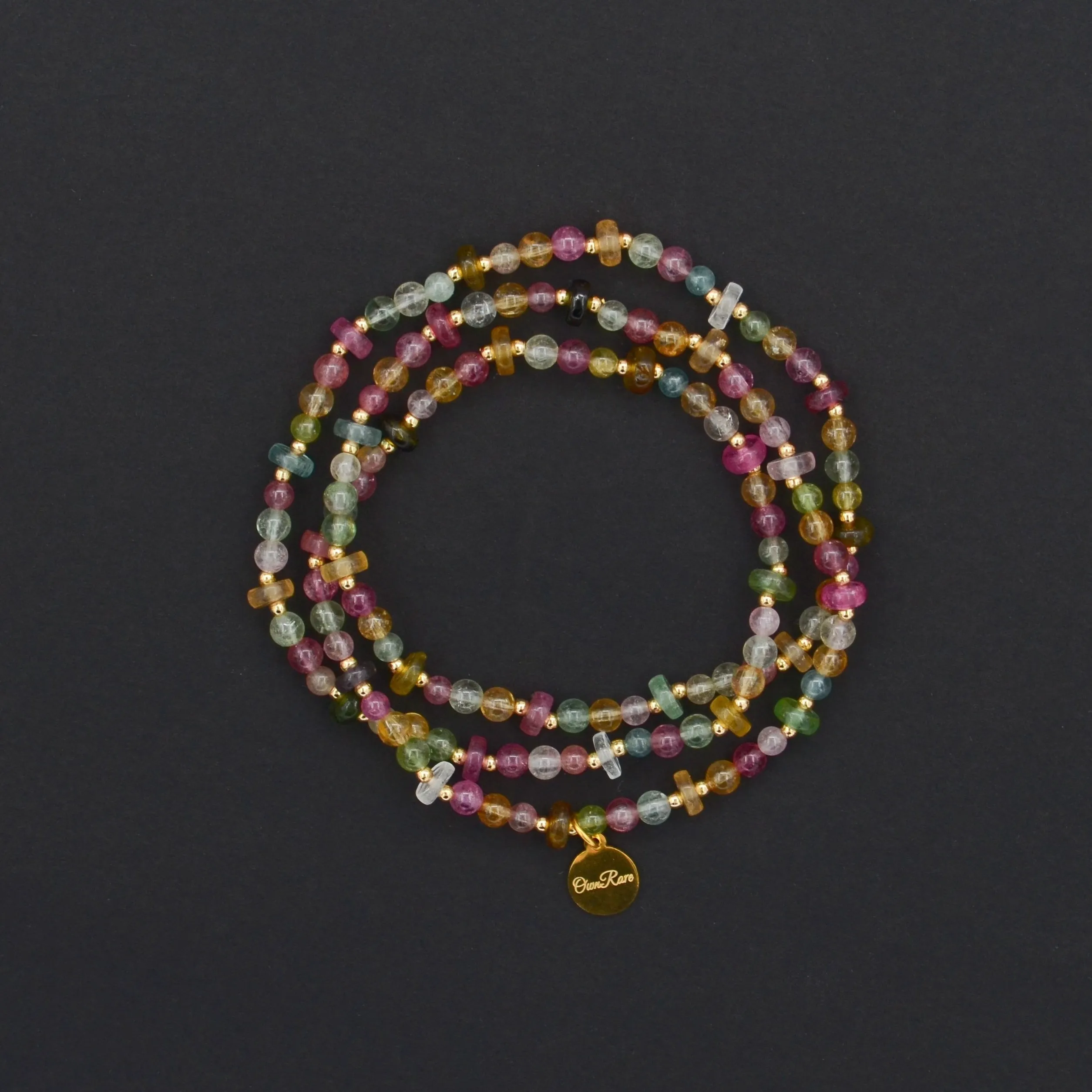Tourmaline multi-ring gemstone bracelet