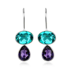 Valencia Teardrop Earring- Teal & Violet Silver
