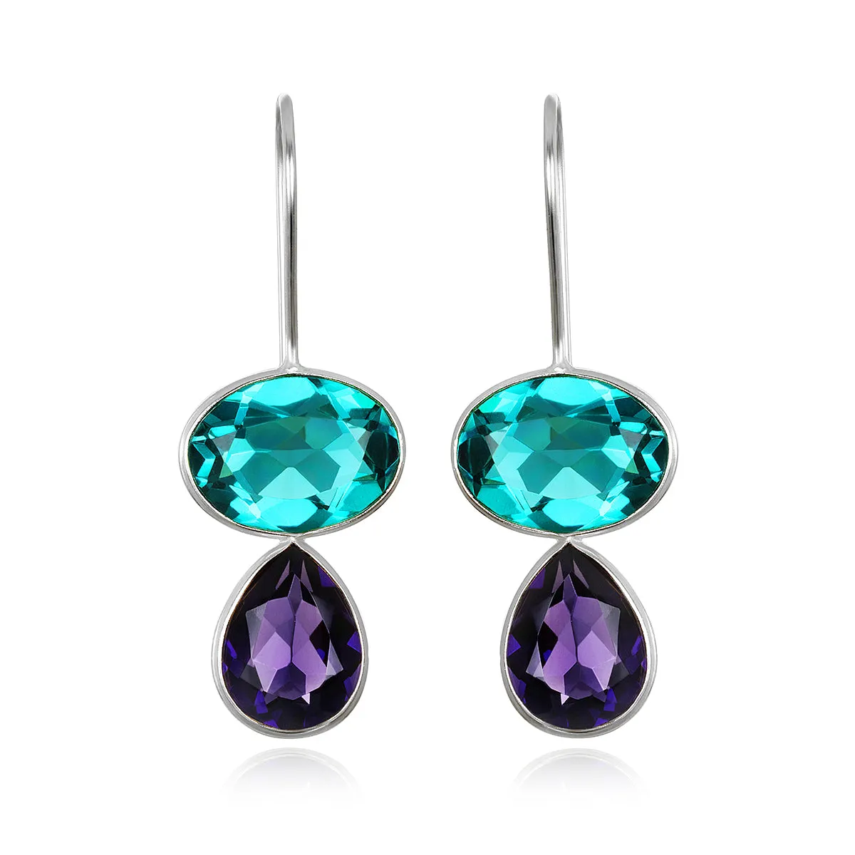 Valencia Teardrop Earring- Teal & Violet Silver