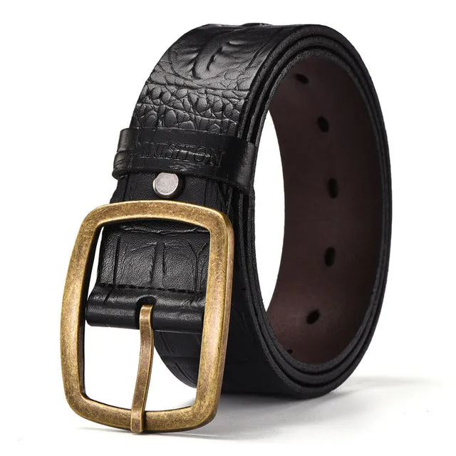 Vintage West Fashion Designer Crocodile Texture Leather Belt
