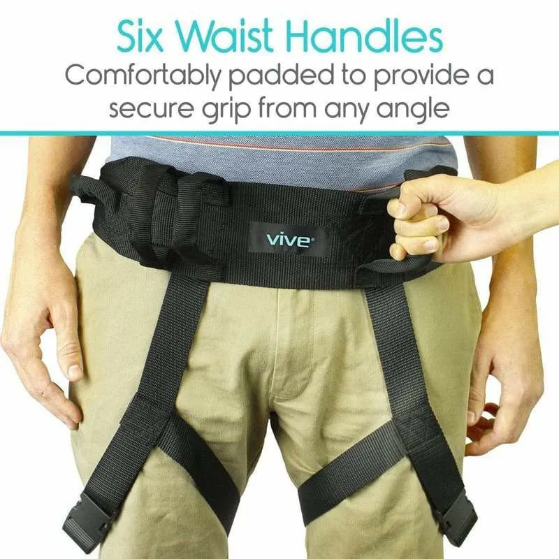 Vive Health Transfer Belt with Leg Straps - Black