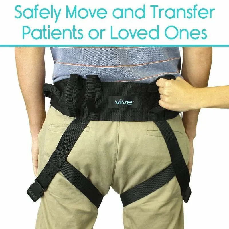 Vive Health Transfer Belt with Leg Straps - Black