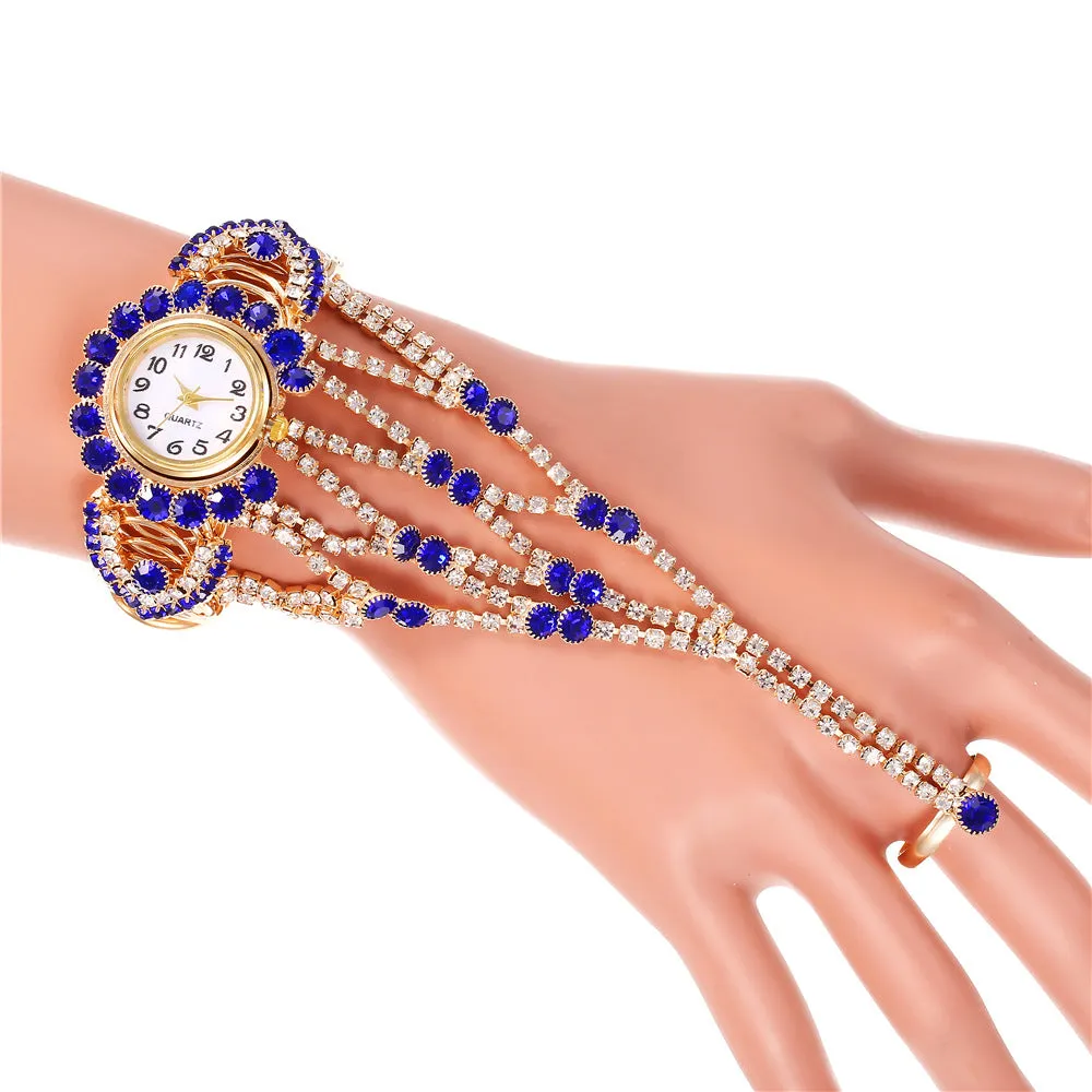 Watch Trend Women's Diamond Claw Chain Ring Set Watch One Piece