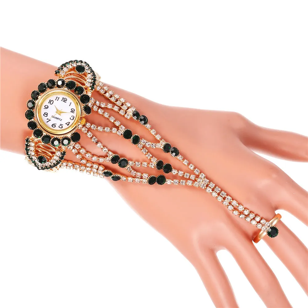 Watch Trend Women's Diamond Claw Chain Ring Set Watch One Piece