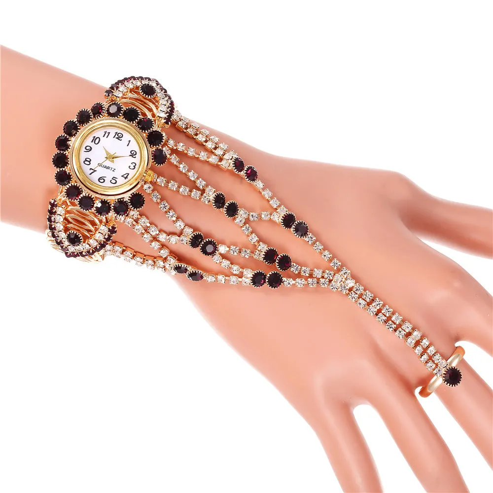 Watch Trend Women's Diamond Claw Chain Ring Set Watch One Piece