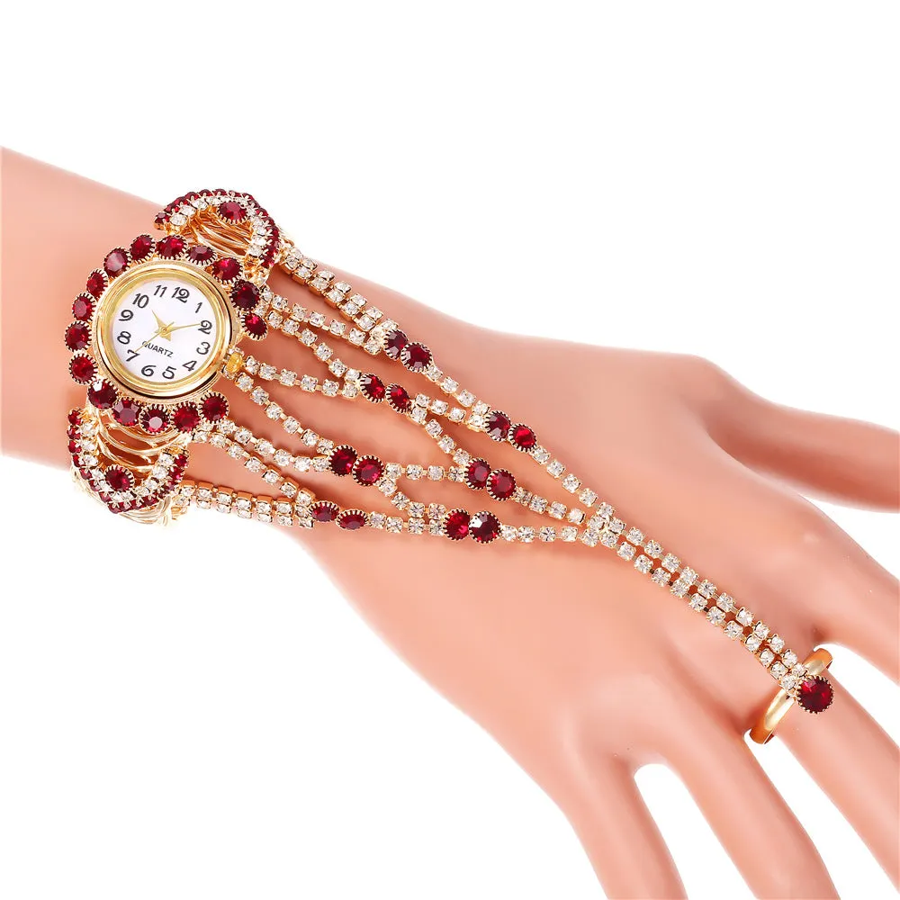 Watch Trend Women's Diamond Claw Chain Ring Set Watch One Piece