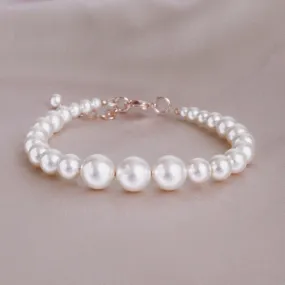 White Pearl & Rose Gold Bracelet