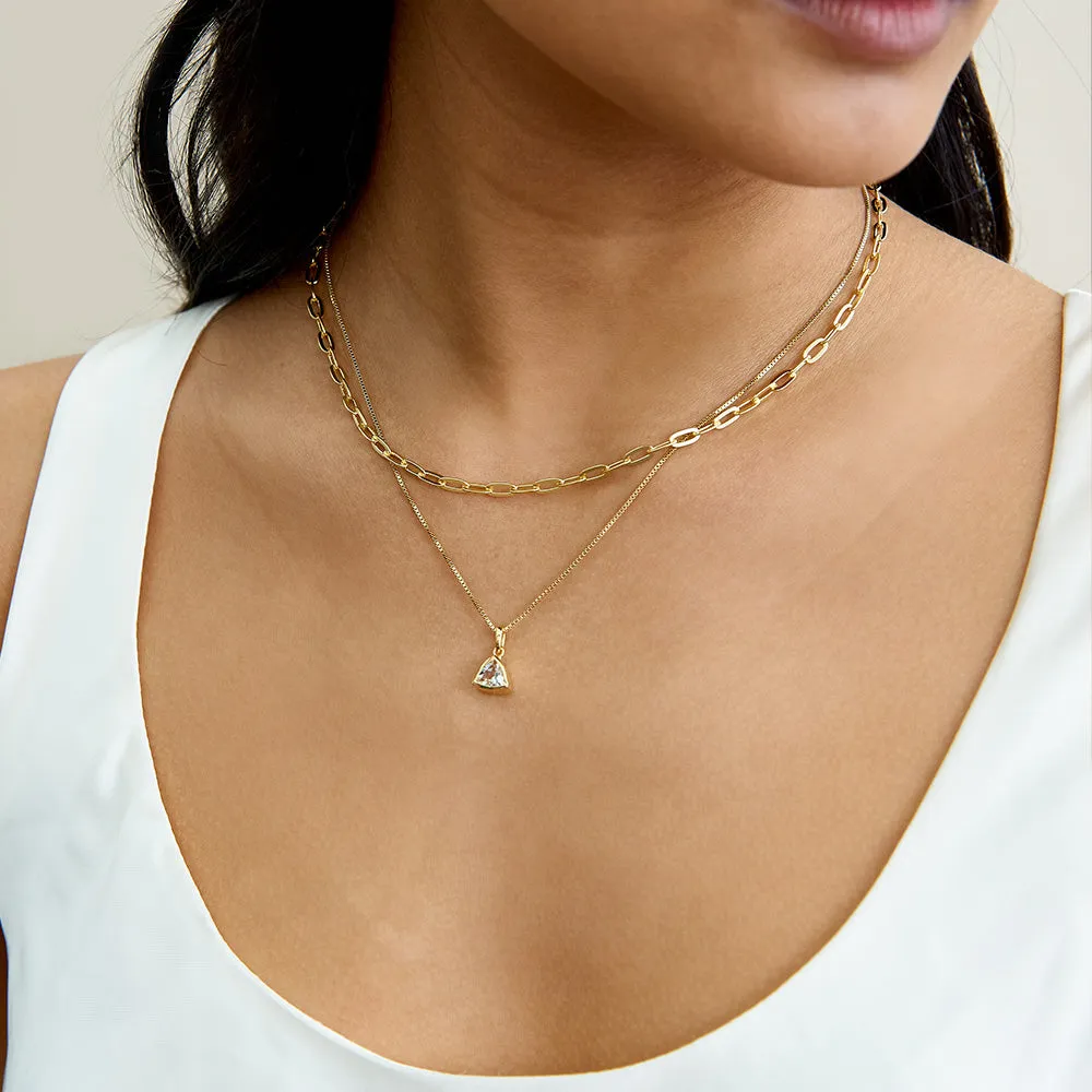 White Topaz April Birthstone Necklace - Gold